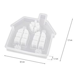 Foremka silikonowa – dom, domek / 7,7x1,1x8,7cm /  bezpieczna dla żywności, do żywicy, gliny i mas plastycznych / 1085